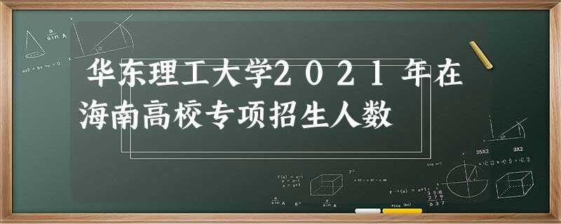 华东理工大学2021年在海南高校专项招生人数