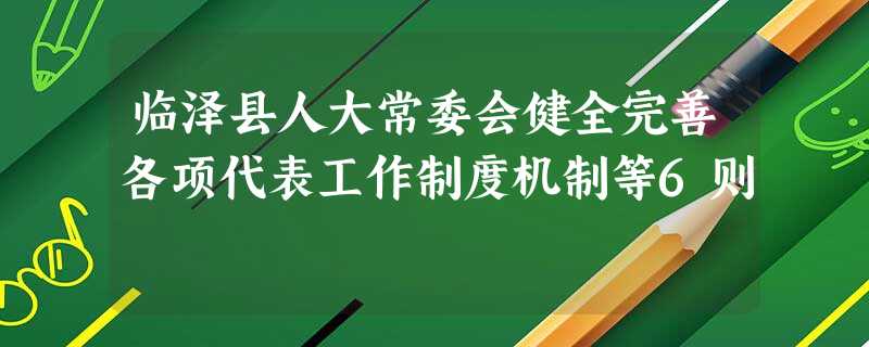 临泽县人大常委会健全完善各项代表工作制度机制等6则